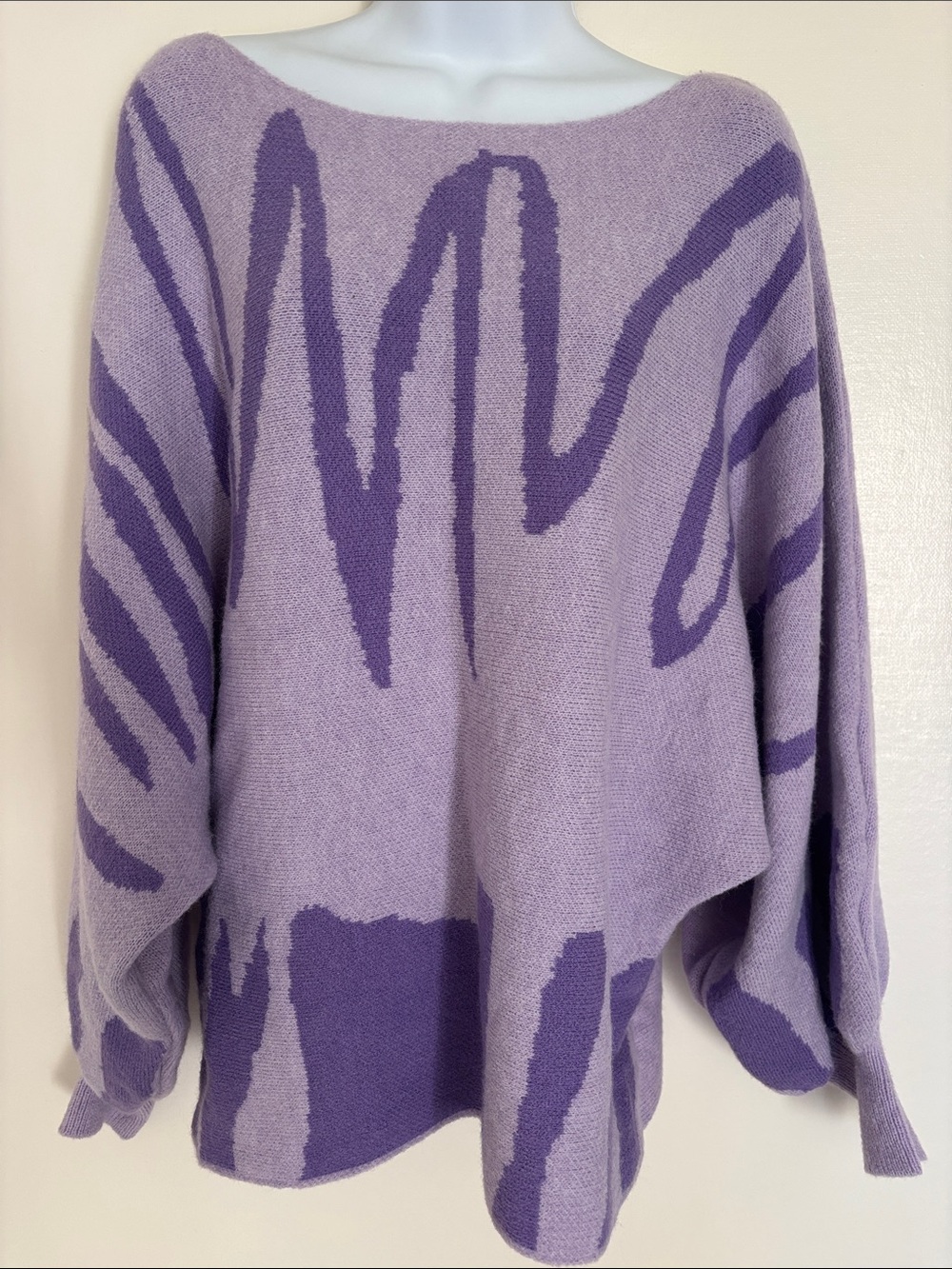 SHEIN Lavender Abstract-Print Women's Sweater - Purple Oversized sz M